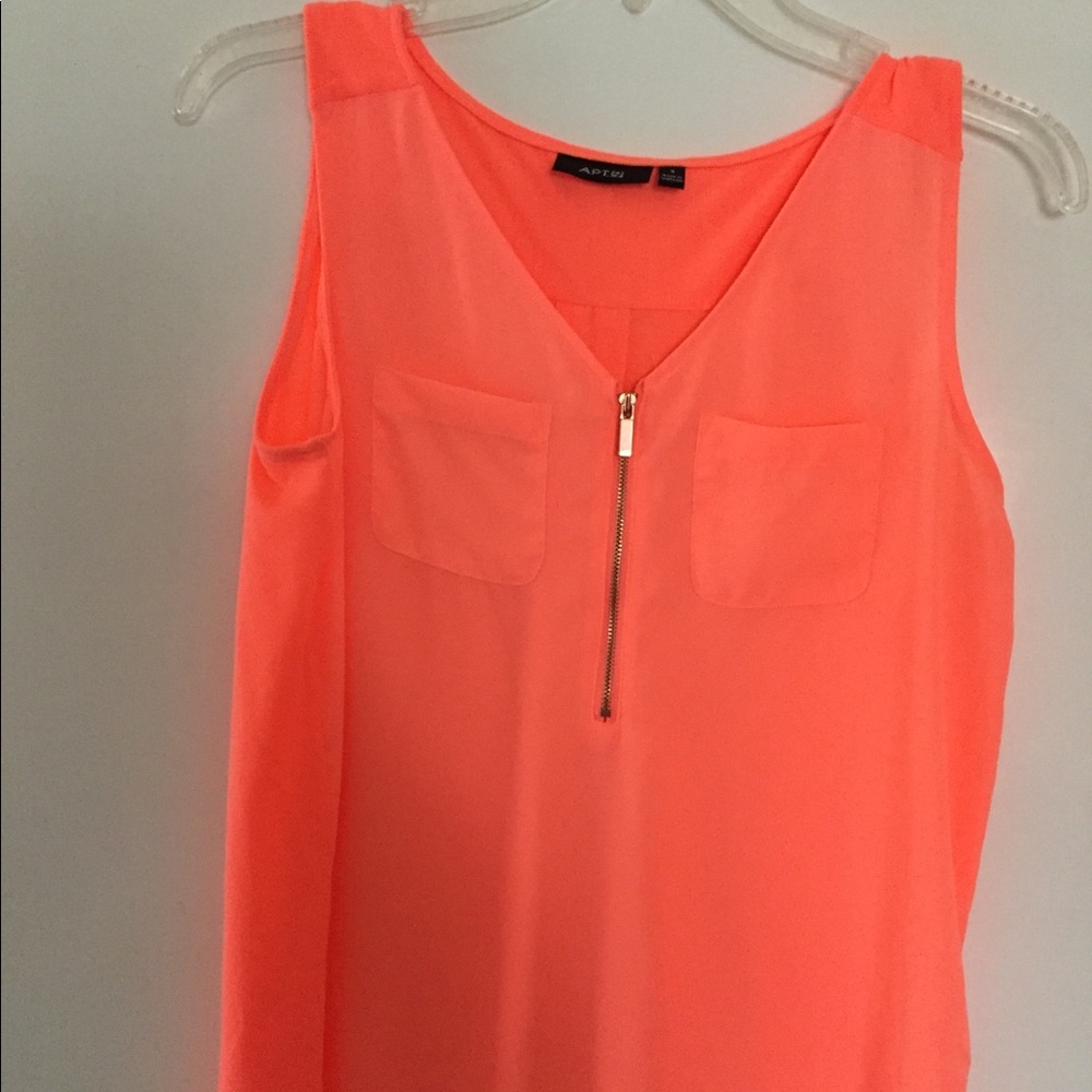 Apt 9 bright peach zipper front tank